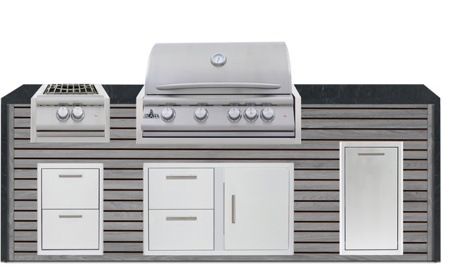 Blaze 96" Luxury Waterfall Finished Outdoor Kitchen PKG 10