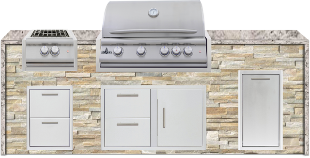 Blaze 96" Luxury Waterfall Finished Outdoor Kitchen PKG 10+