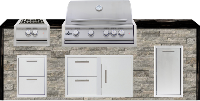 Blaze 96" Luxury Waterfall Finished Outdoor Kitchen PKG 10+