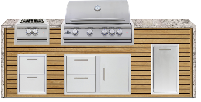 Blaze 96" Luxury Waterfall Finished Outdoor Kitchen PKG 10+