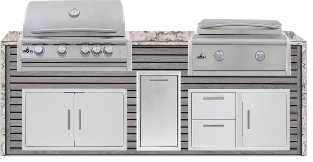 Blaze 96" Luxury Waterfall Finished Outdoor Kitchen PKG 13