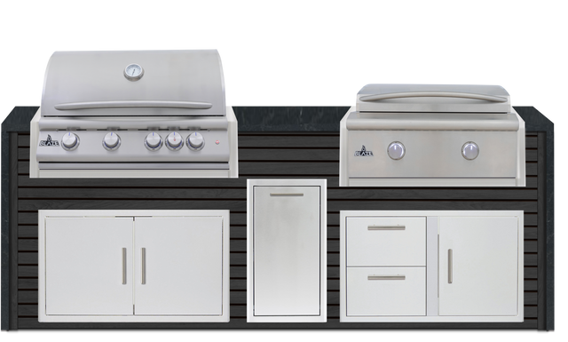 Blaze 96" Luxury Waterfall Finished Outdoor Kitchen PKG 13
