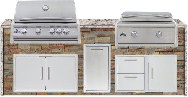 Blaze 96" Luxury Waterfall Finished Outdoor Kitchen PKG 13