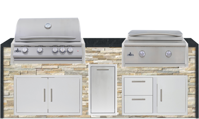 Blaze 96" Luxury Waterfall Finished Outdoor Kitchen PKG 13