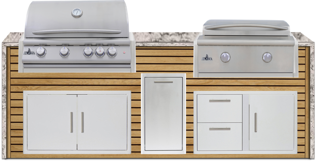 Blaze 96" Luxury Waterfall Finished Outdoor Kitchen PKG 13