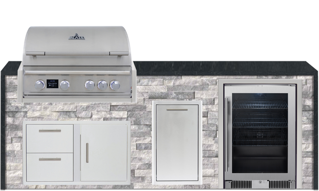 Blaze 96" Luxury Waterfall Finished Outdoor Kitchen PKG 19+