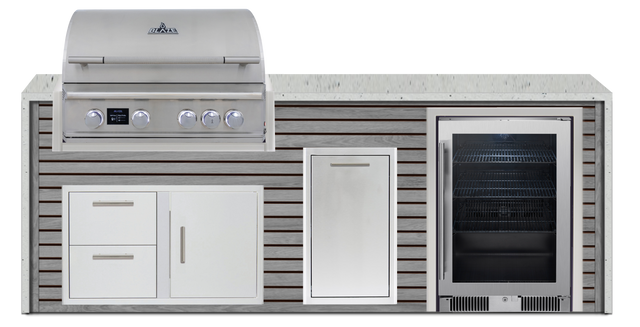 Blaze 96" Luxury Waterfall Finished Outdoor Kitchen PKG 19