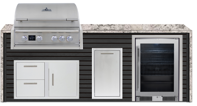 Blaze 96" Luxury Waterfall Finished Outdoor Kitchen PKG 19+