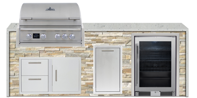 Blaze 96" Luxury Waterfall Finished Outdoor Kitchen PKG 19+