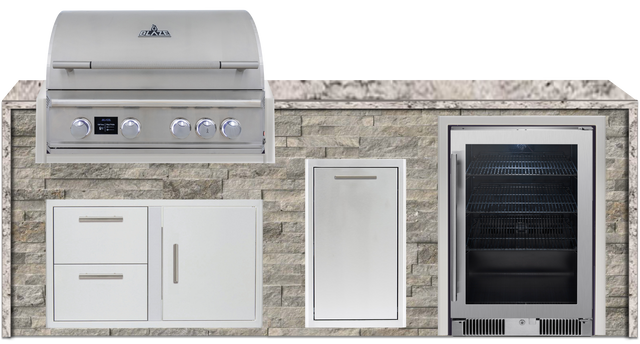 Blaze 96" Luxury Waterfall Finished Outdoor Kitchen PKG 19+