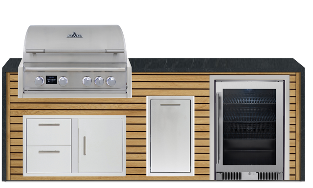 Blaze 96" Luxury Waterfall Finished Outdoor Kitchen PKG 19+