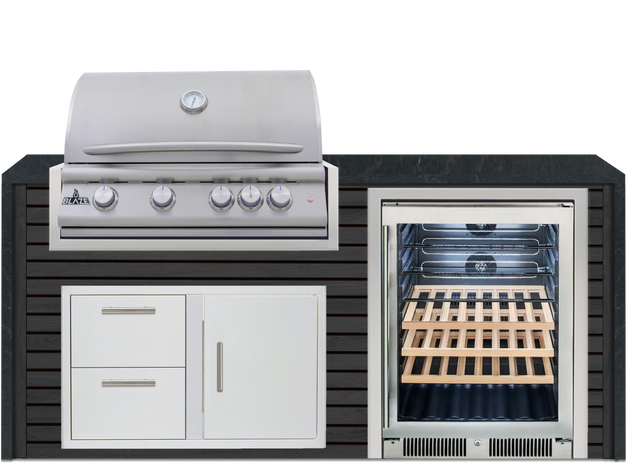Blaze 72" Luxury Waterfall Finished Outdoor Kitchen PKG 3+
