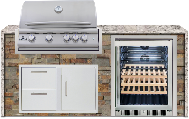 Blaze 72" Luxury Waterfall Finished Outdoor Kitchen PKG 3+