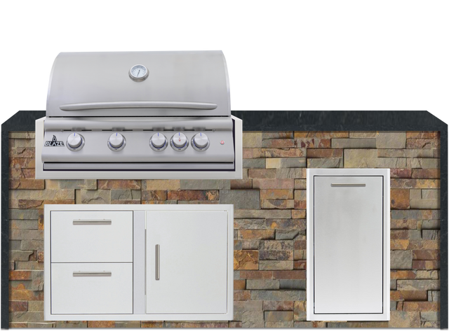 Blaze 72" Luxury Waterfall Finished Outdoor Kitchen PKG 4+