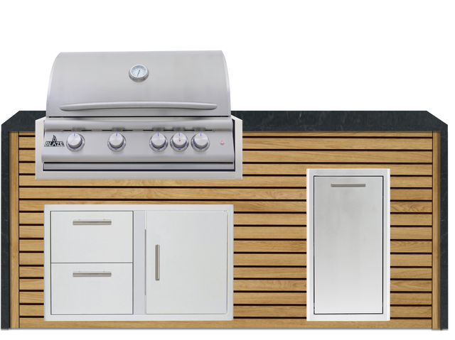 Blaze 72" Luxury Waterfall Finished Outdoor Kitchen PKG 4+