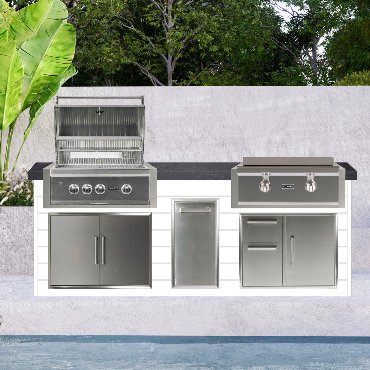 Coyote 96" Luxury Finished Outdoor Kitchen PKG 13G