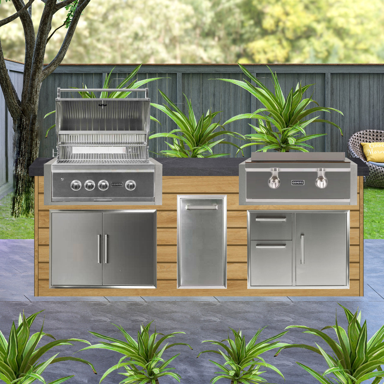 Coyote 96" Luxury Finished Outdoor Kitchen PKG 13G