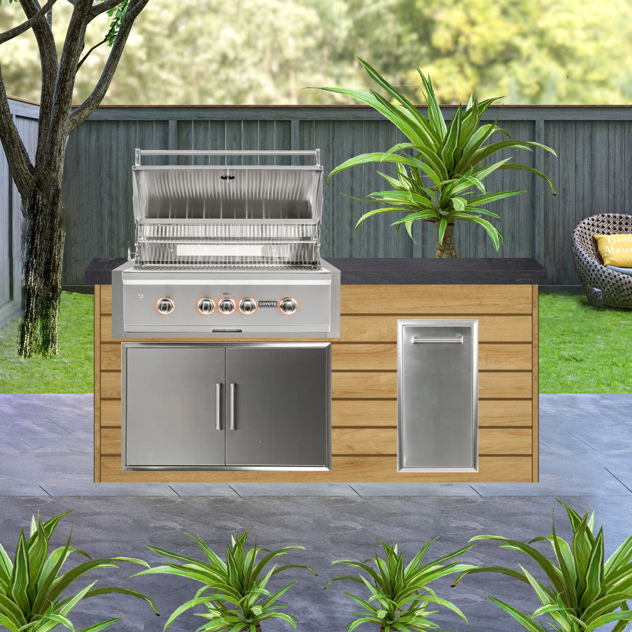 Coyote 72" Luxury Finished Outdoor Kitchen PKG 4G