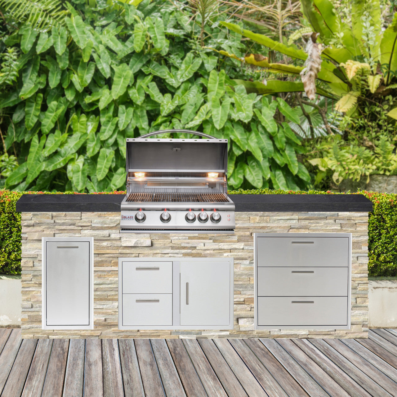 Blaze Quick Ship 96" Luxury Finished Outdoor Kitchen PKG 1