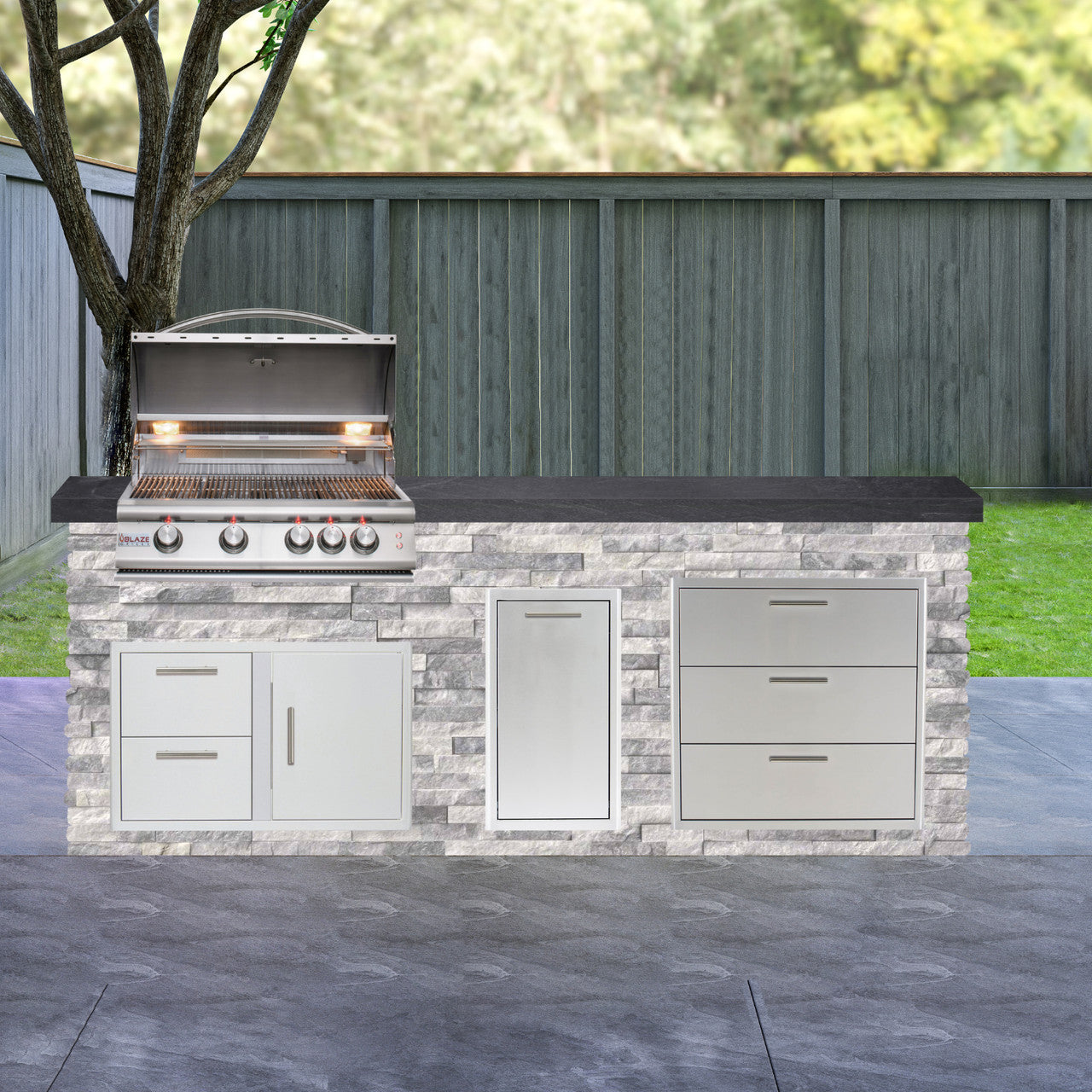 Blaze Quick Ship 96" Luxury Finished Outdoor Kitchen PKG 1