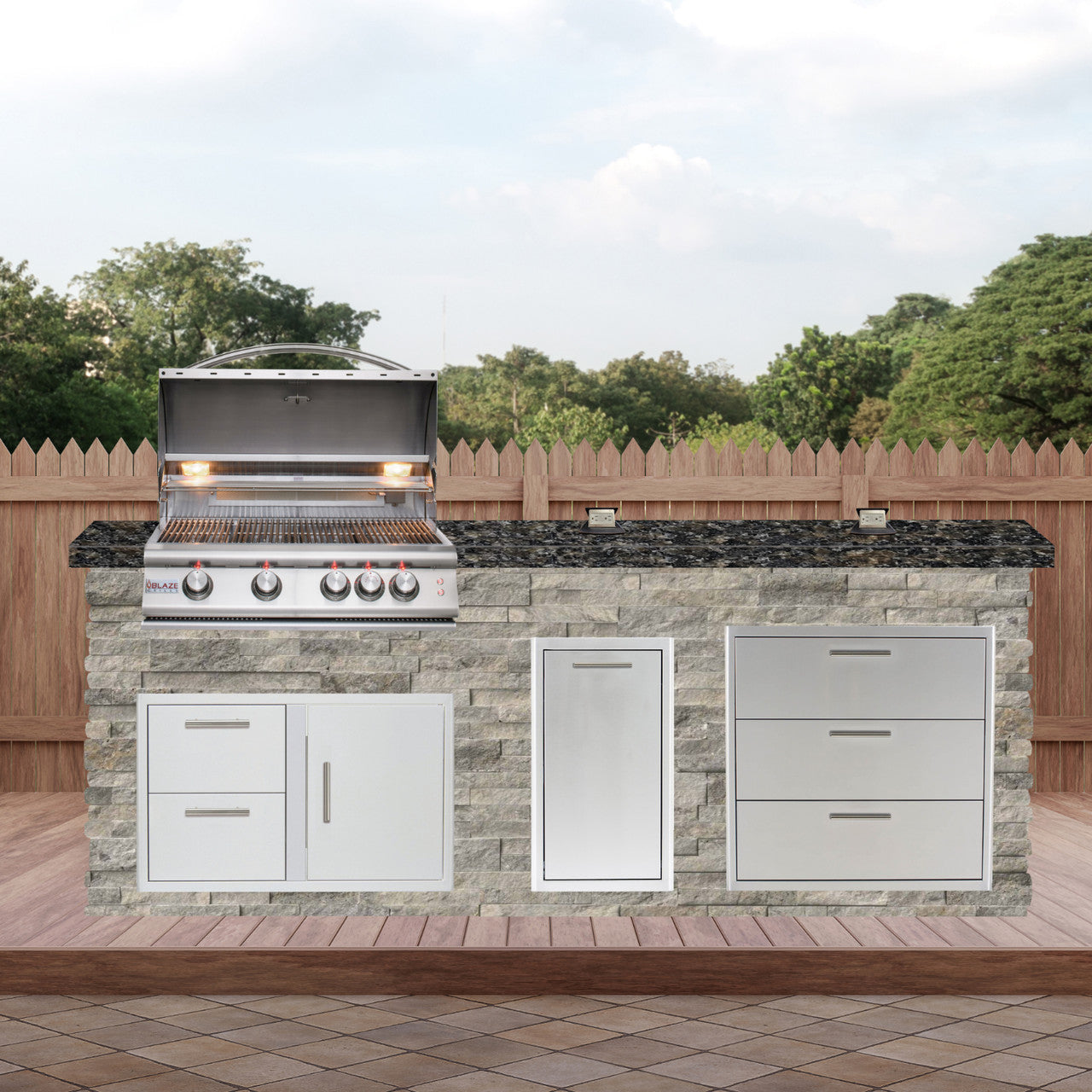 Blaze Quick Ship 96" Luxury Finished Outdoor Kitchen PKG 1