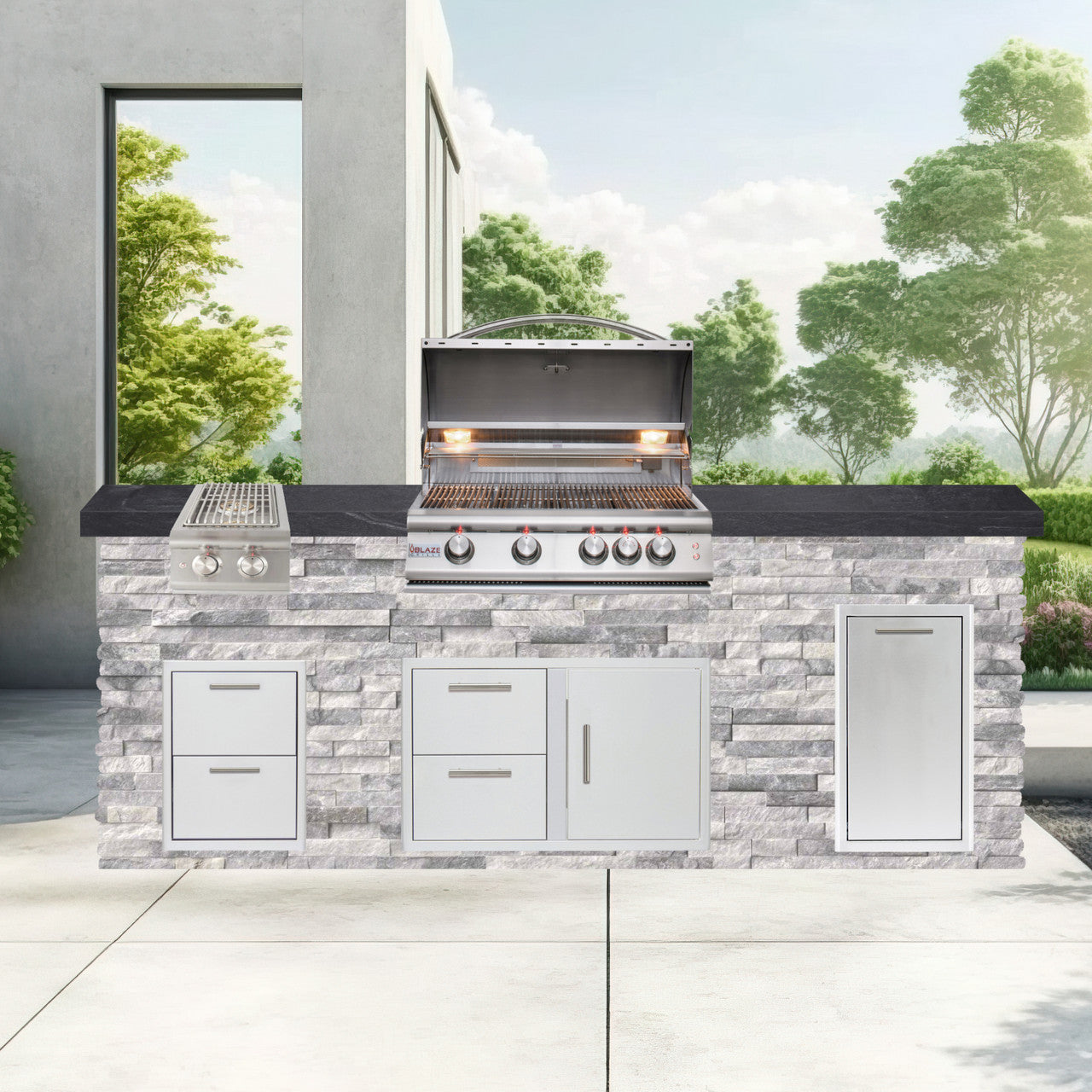 Blaze Quick Ship 96" Luxury Finished Outdoor Kitchen PKG 10