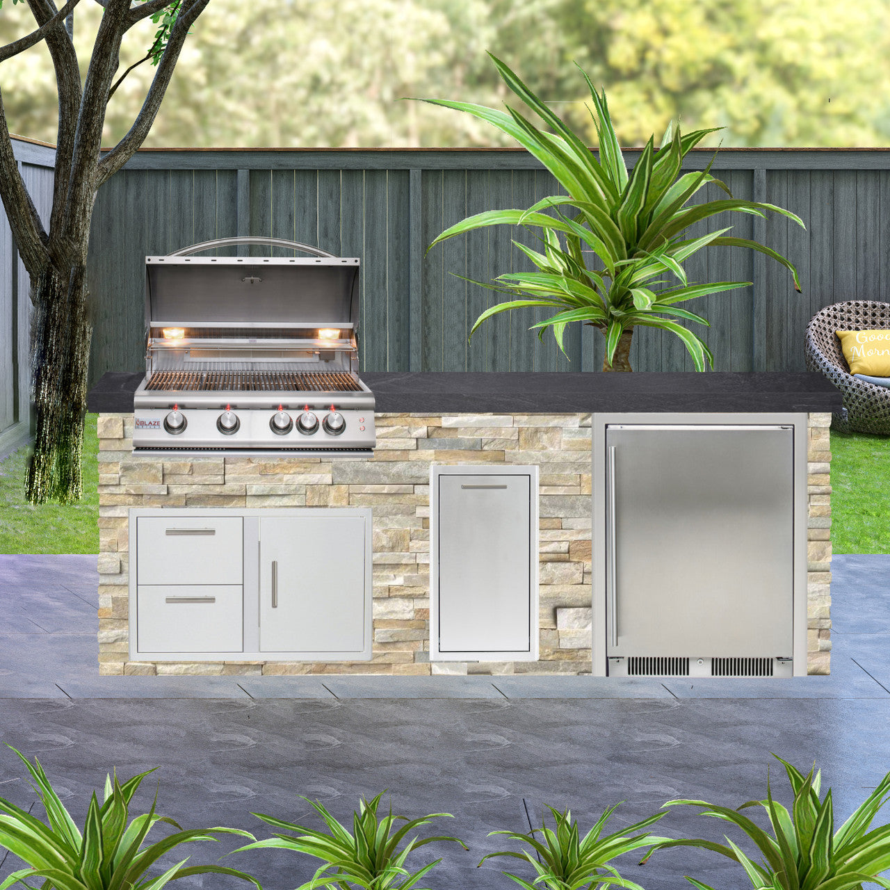 Blaze Quick Ship 96" Luxury Finished Outdoor Kitchen PKG 2