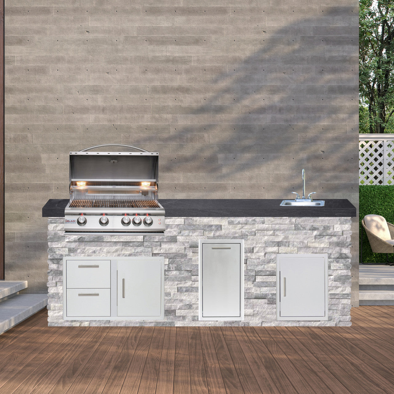 Blaze Quick Ship 96" Luxury Finished Outdoor Kitchen PKG 9