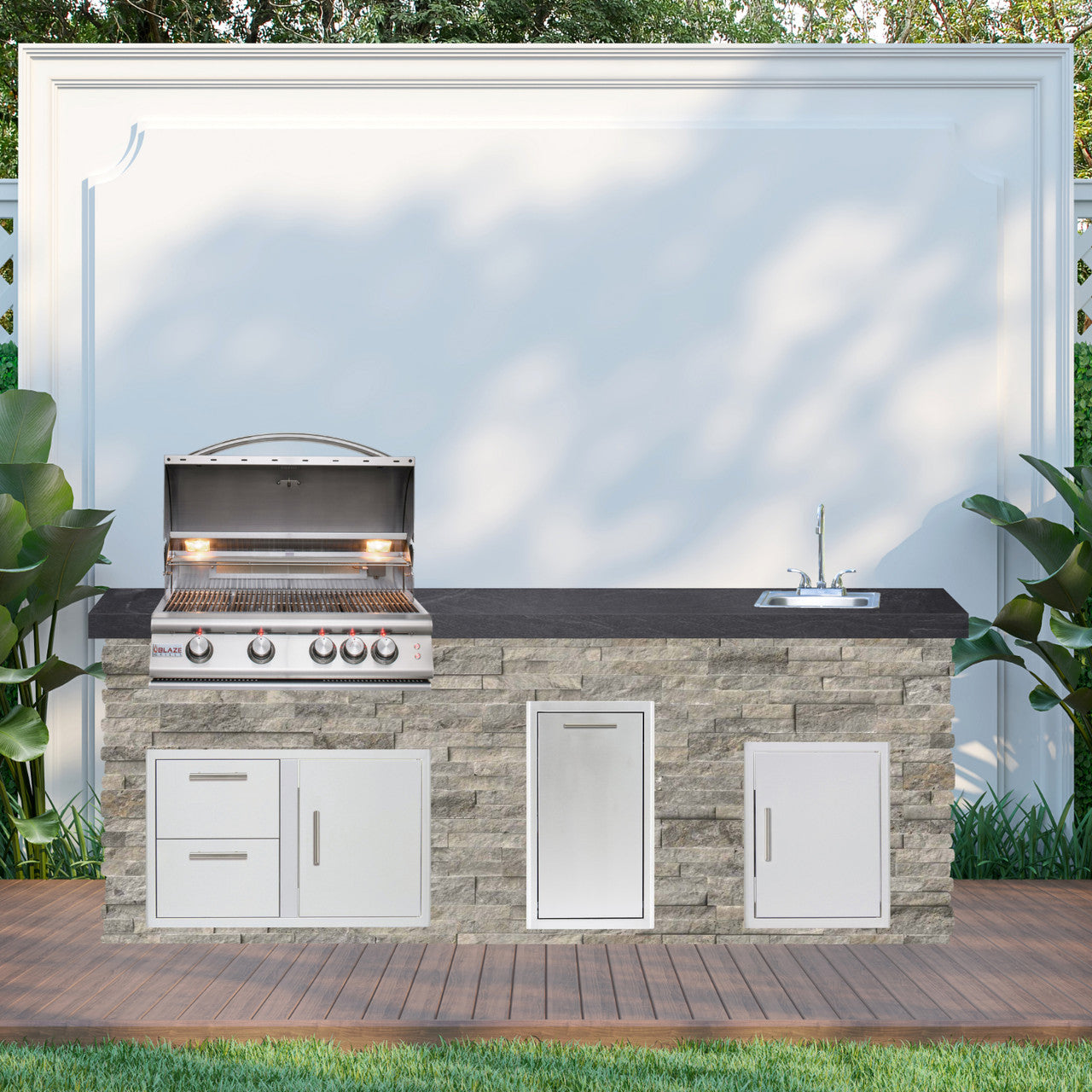Blaze Quick Ship 96" Luxury Finished Outdoor Kitchen PKG 9