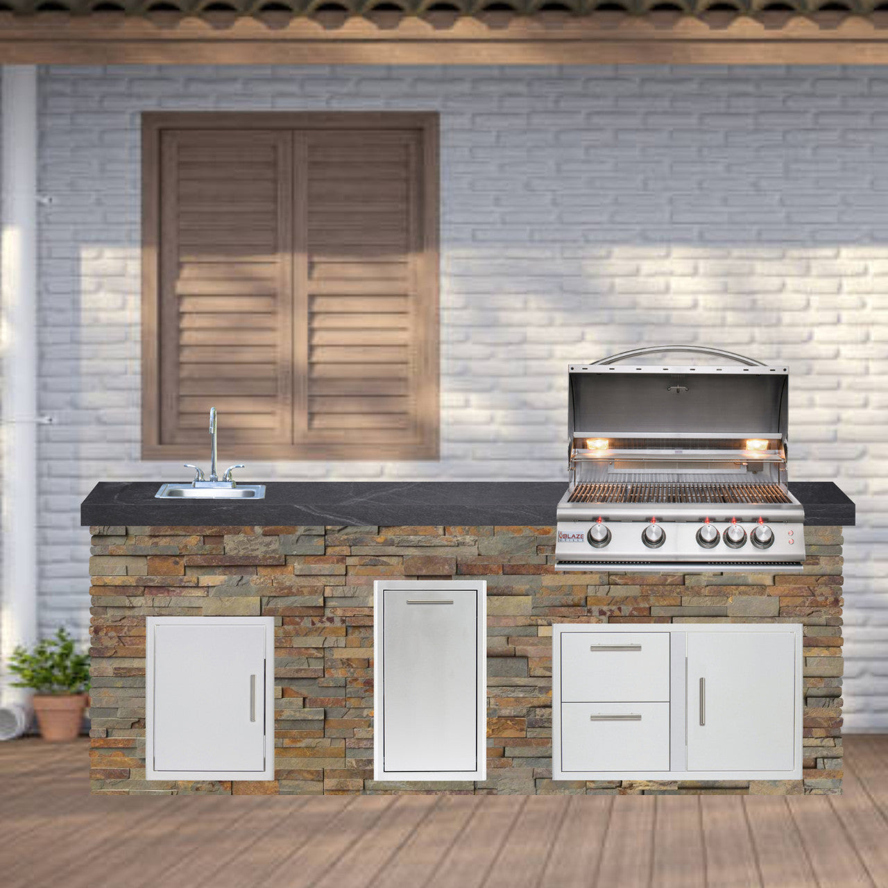 Blaze Quick Ship 96" Luxury Finished Outdoor Kitchen PKG 9
