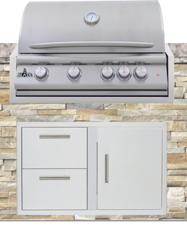 Blaze 96" Luxury Waterfall Finished Outdoor Kitchen PKG 10