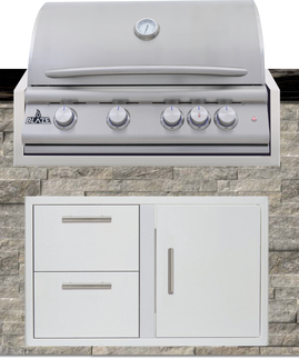 Blaze 96" Luxury Waterfall Finished Outdoor Kitchen PKG 10