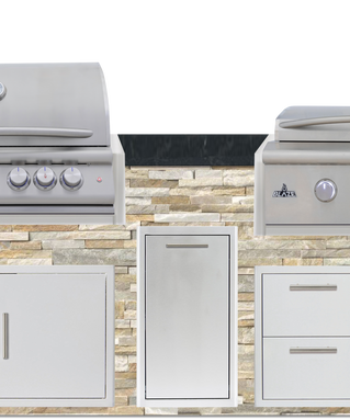 Blaze 96" Luxury Waterfall Finished Outdoor Kitchen PKG 13