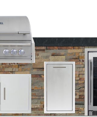 Blaze 96" Luxury Waterfall Finished Outdoor Kitchen PKG 19