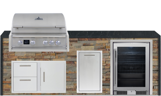Blaze 96" Luxury Waterfall Finished Outdoor Kitchen PKG 19