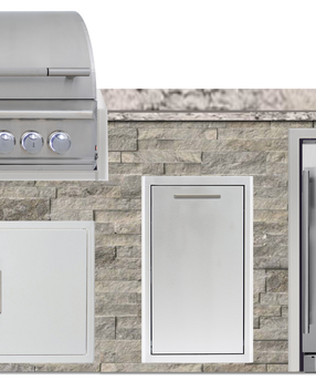 Blaze 96" Luxury Waterfall Finished Outdoor Kitchen PKG 19