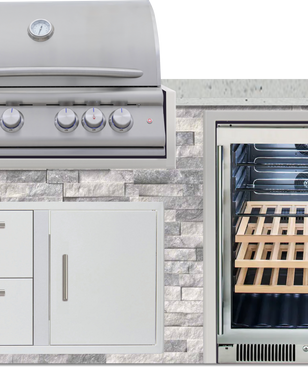 Blaze 72" Luxury Waterfall Finished Outdoor Kitchen PKG 3+