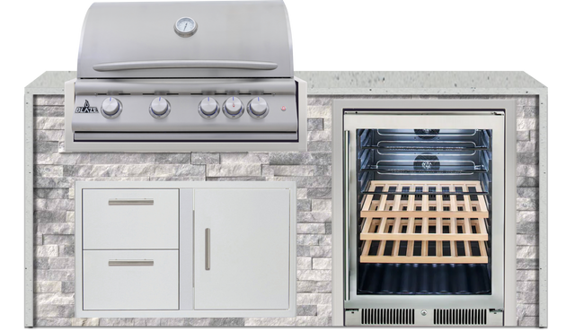 Blaze 72" Luxury Waterfall Finished Outdoor Kitchen PKG 3+