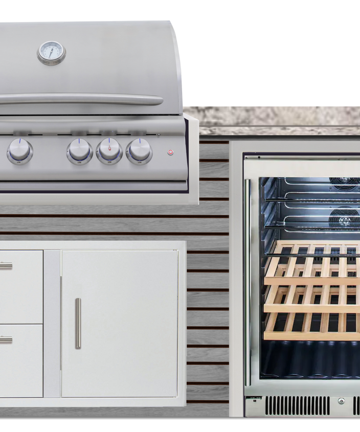 Blaze 72" Luxury Waterfall Finished Outdoor Kitchen PKG 3+