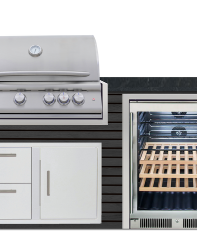 Blaze 72" Luxury Waterfall Finished Outdoor Kitchen PKG 3+