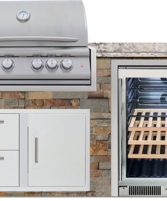 Blaze 72" Luxury Waterfall Finished Outdoor Kitchen PKG 3+