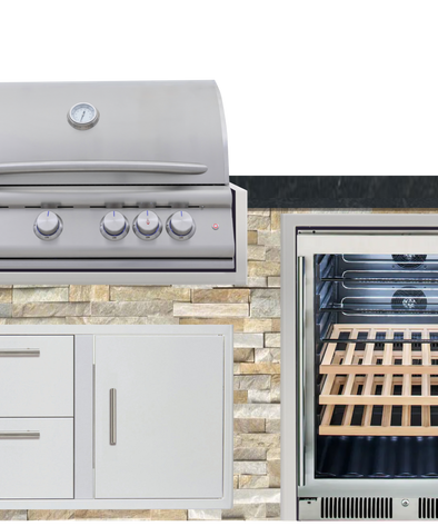 Blaze 72" Luxury Waterfall Finished Outdoor Kitchen PKG 3+