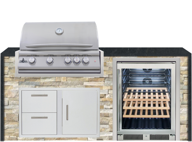 Blaze 72" Luxury Waterfall Finished Outdoor Kitchen PKG 3+