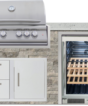Blaze 72" Luxury Waterfall Finished Outdoor Kitchen PKG 3+