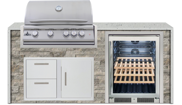 Blaze 72" Luxury Waterfall Finished Outdoor Kitchen PKG 3+