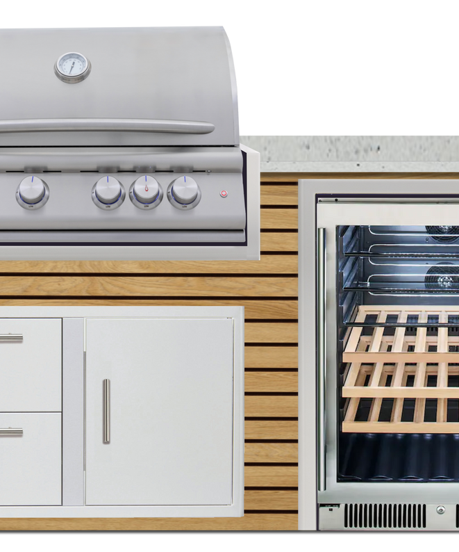 Blaze 72" Luxury Waterfall Finished Outdoor Kitchen PKG 3+