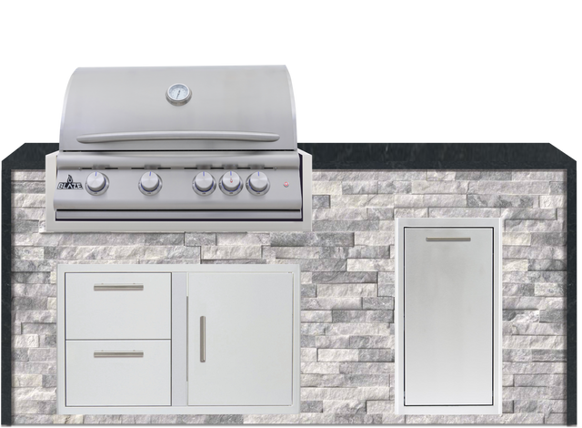 Blaze 72" Luxury Waterfall Finished Outdoor Kitchen PKG 4+