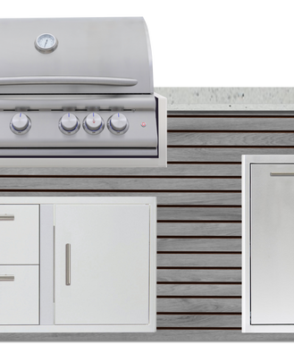 Blaze 72" Luxury Waterfall Finished Outdoor Kitchen PKG 4+