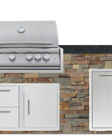 Blaze 72" Luxury Waterfall Finished Outdoor Kitchen PKG 4+
