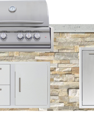 Blaze 72" Luxury Waterfall Finished Outdoor Kitchen PKG 4+